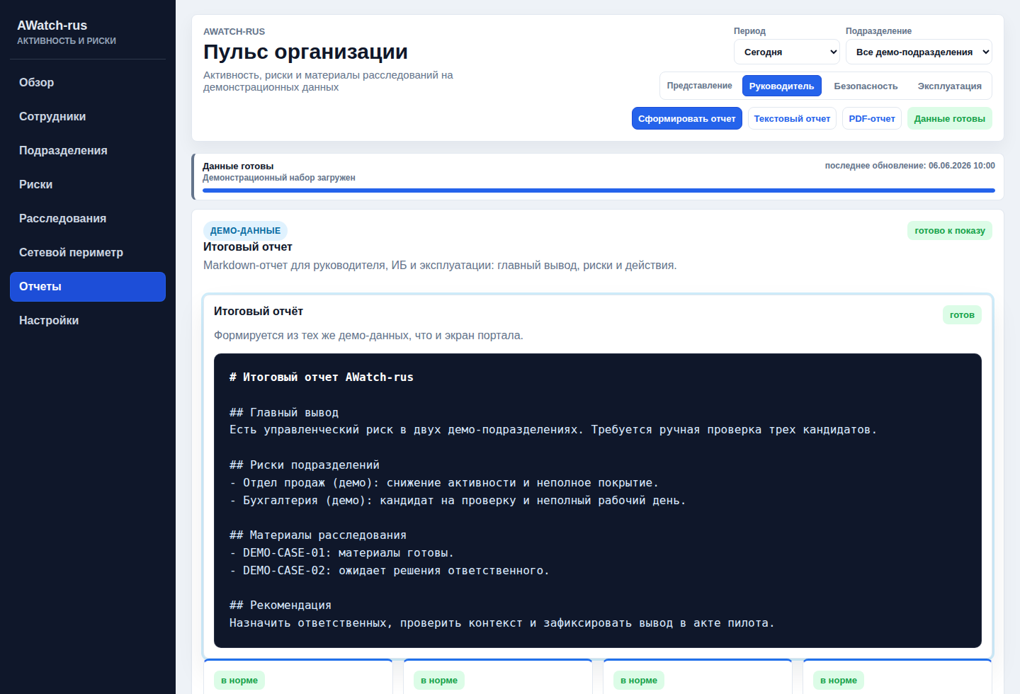 Итоговый отчет